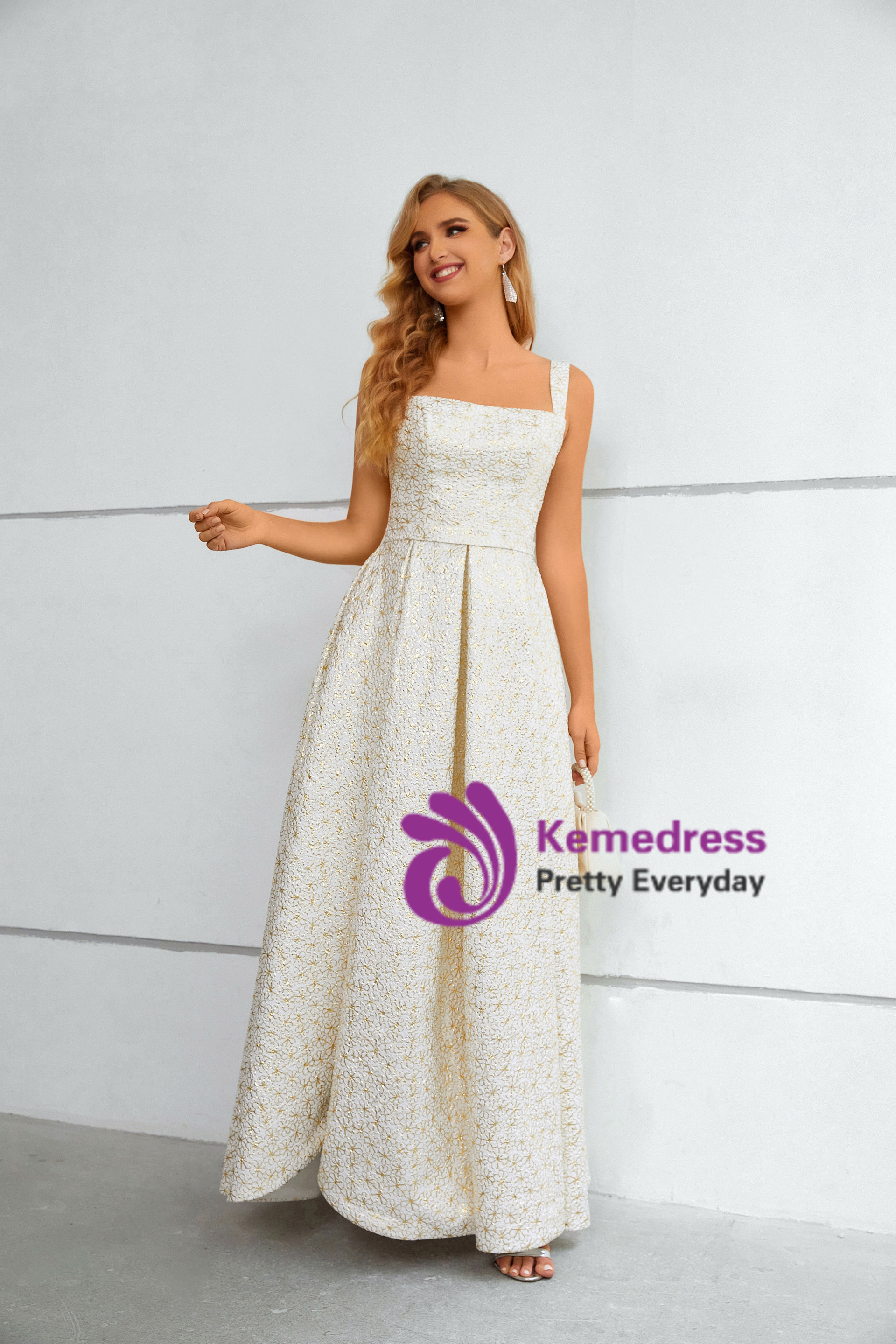 Sheath Spaghetti Straps Split Side Gold Sequin Cheap Long Prom Dresses,SFPD0050 main image 0