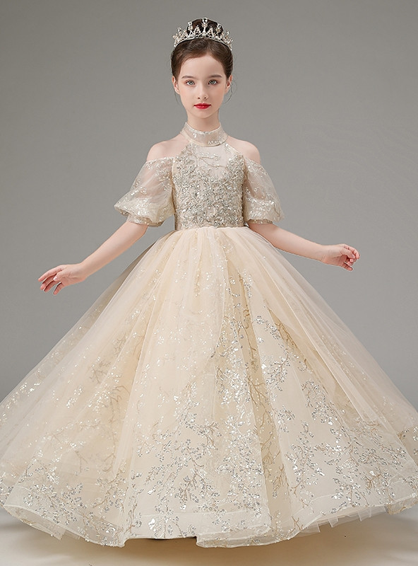 A-Line/Princess Tulle Flower Girl Dresses With Sequins main image 0