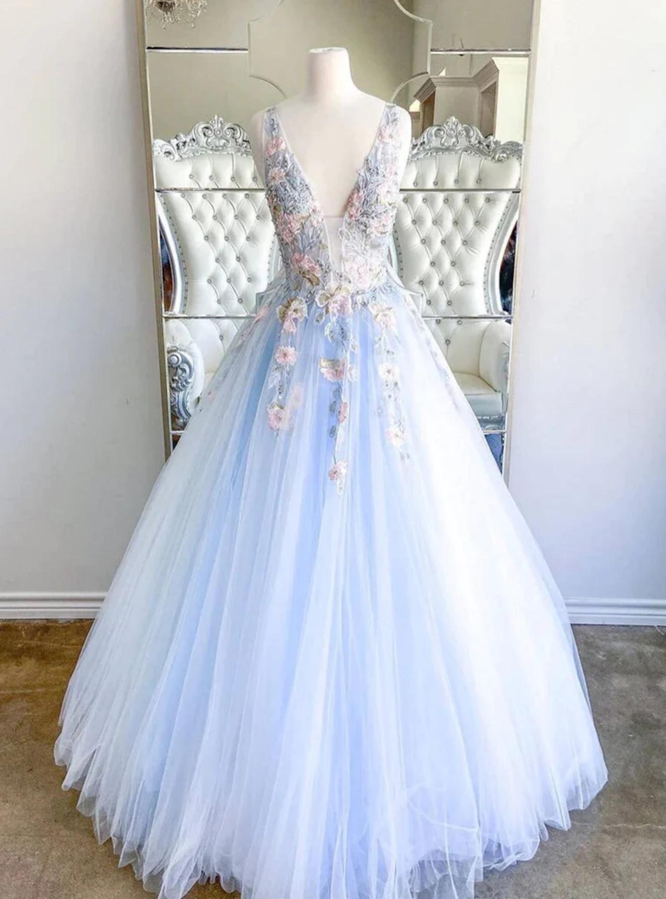 Sweetheart Halter Dusty Blue Pleats Prom Dress