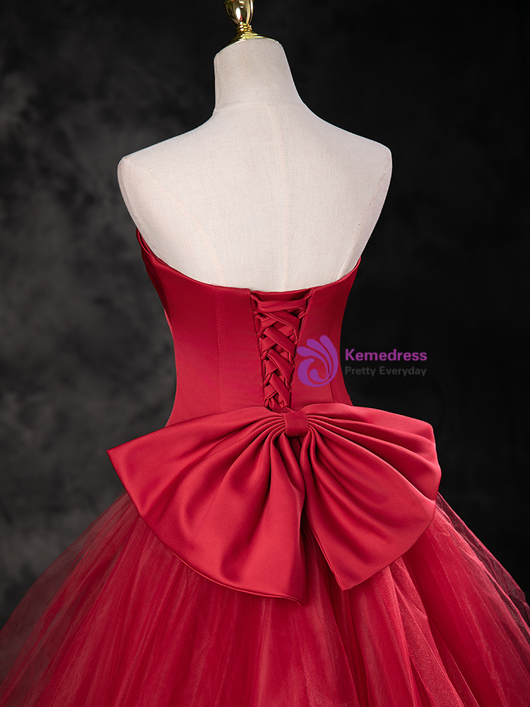 Satin Mermaid Prom Dress Floor-Length Burgundy Formal Party Gown main image 0