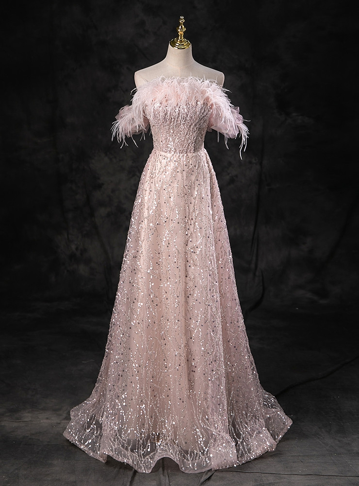Pink tulle sequins short dress fashion dress C1330 main image 0
