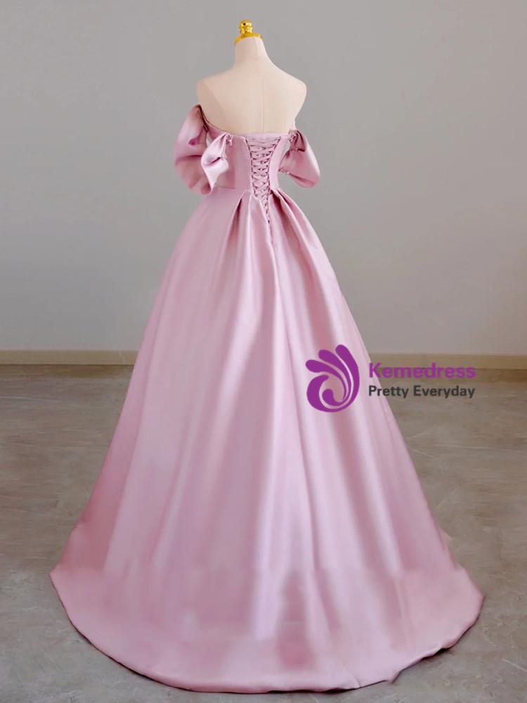 Charming Column Satin Sleeveless Pink Prom Dress With Ruffles main image 1