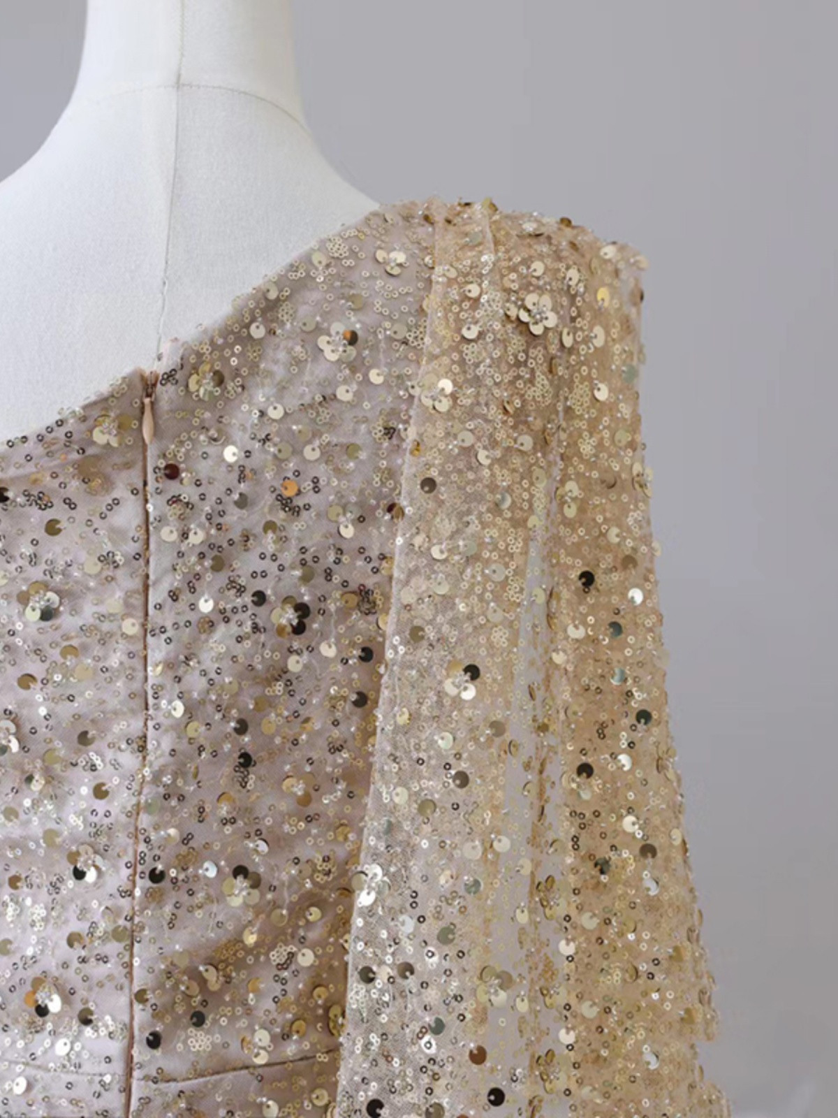 13951 Black-Gold Sequined Mermaid Dress