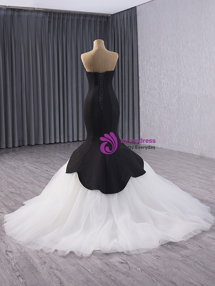 Mermaid Black Long Sleeves Tulle Prom Dress with Appliques LBQ2422