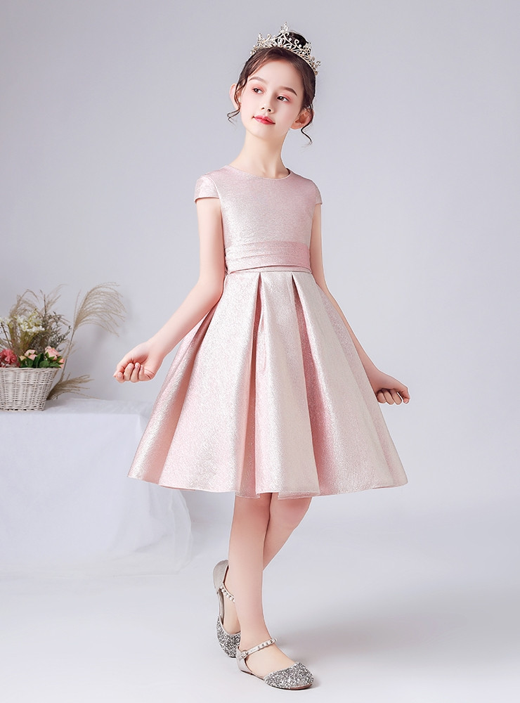 Cap Sleeves Acetate Satin Flower Girl Dresses Black