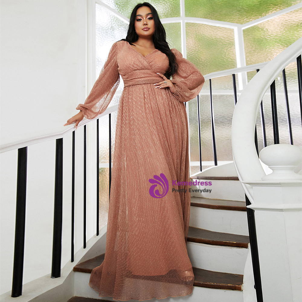 Beautiful A-line V-neck Cap Sleeve Zipper Up Floor-Length Plus Size Prom Dress
