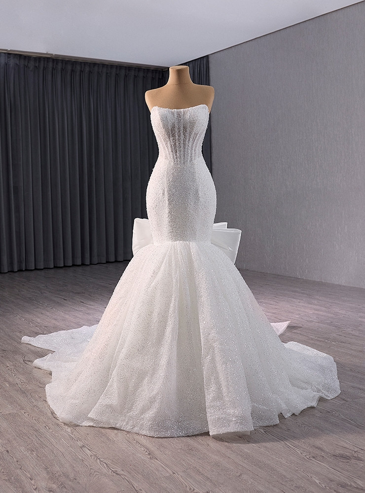 Sex Low Back Mermaid  Satin Sleeveless Wedding Dresses