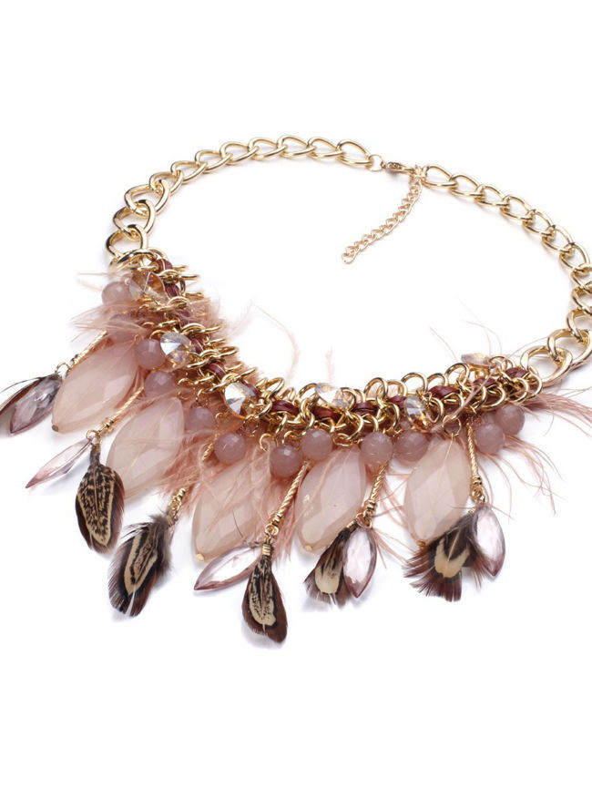 Beaded Feather Fringe Necklace main image 0