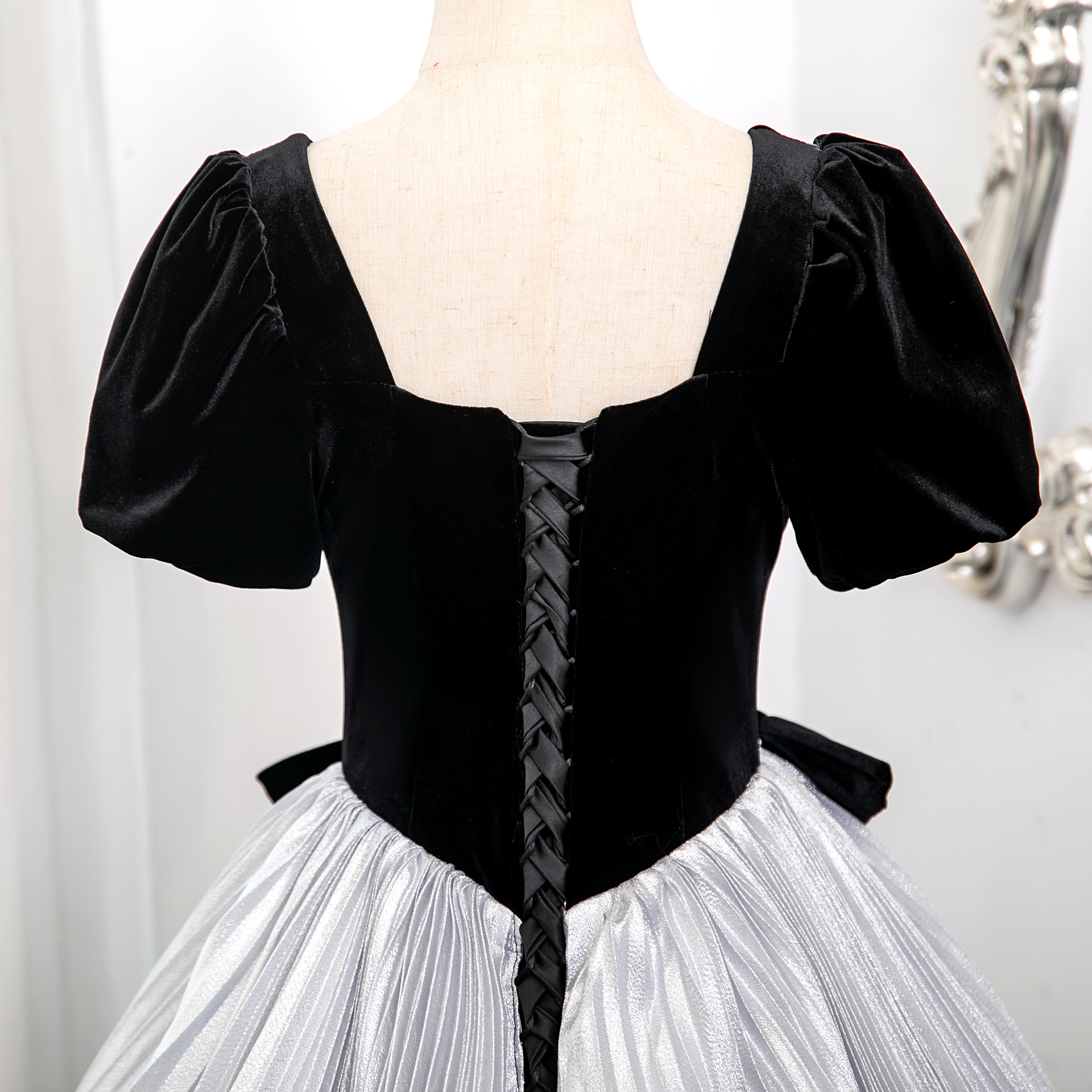 Elvira Long Sleeve Silver Sequin Ball Gown Size 12
