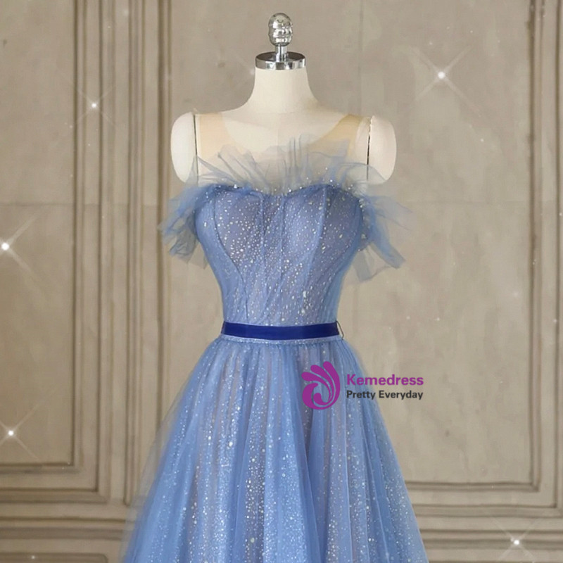 Blush Tulle & Sequins Prom Dress