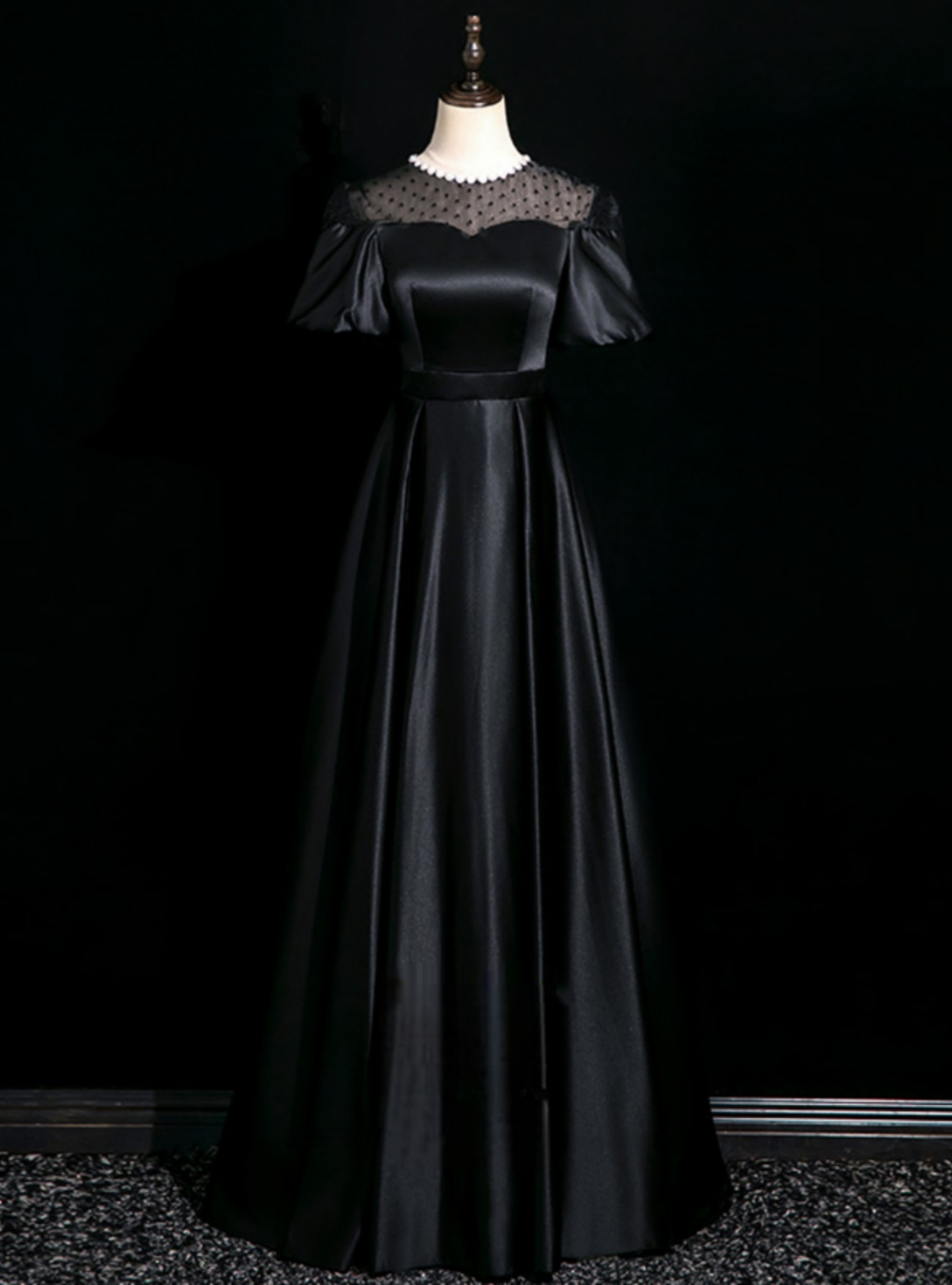 Vintage Black Puffy Sleeves Homecoming Dress Black Birthday Party Dress Y5811 main image 1