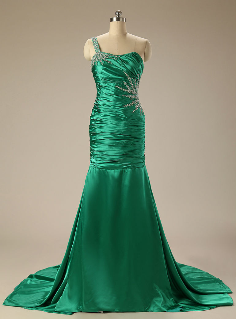 One Shoulder Satin Mermaid Mother of the Bride Dresses