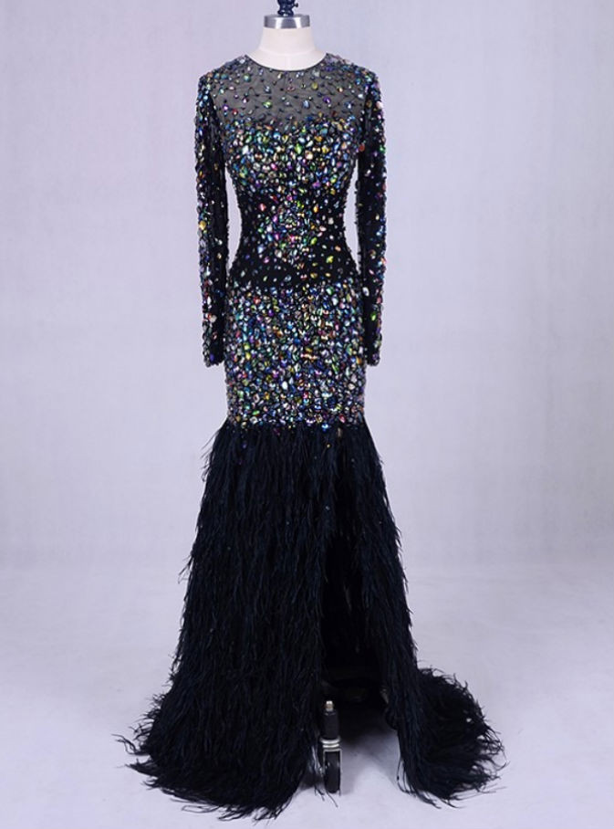 Chic Blue Halter Mermaid Long Prom Dress,Evening Dress With Flowers Y7985 main image 0