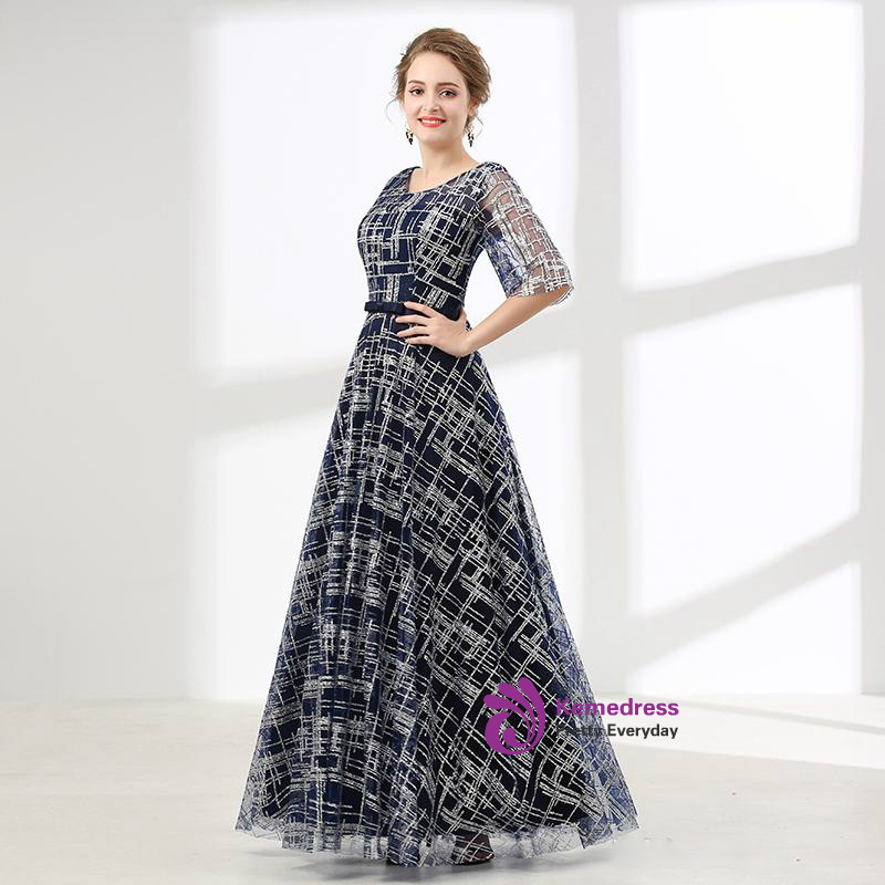 Blue Sequins Prom Gown,Floor length,Prom dress,wedding reception gown     fg3096 main image 1