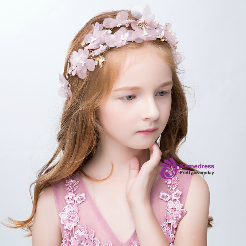 Children's Hair Accessories Pink Flowers Hair Accessories Garland