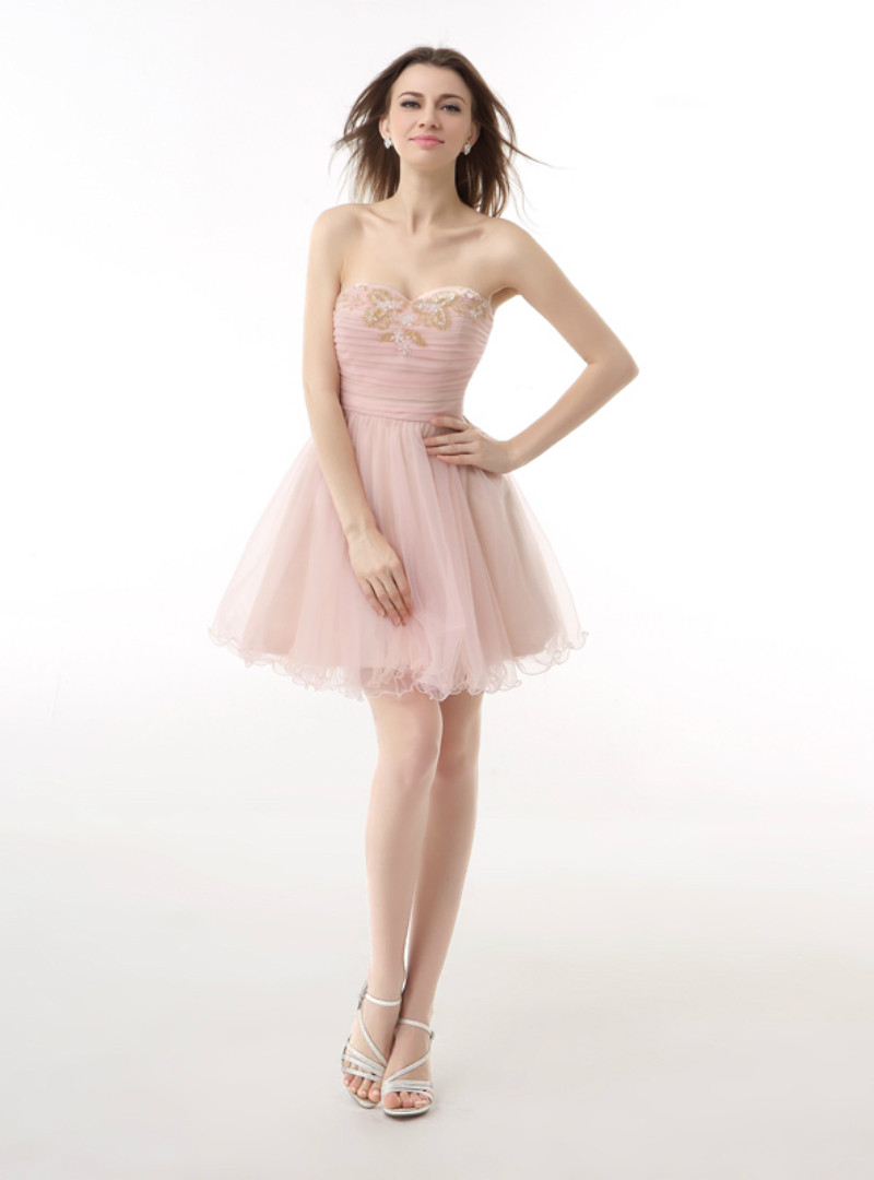 Sweetheart Gold Lace Beaded Blue Short Cheap Homecoming Dresses Online, CM569