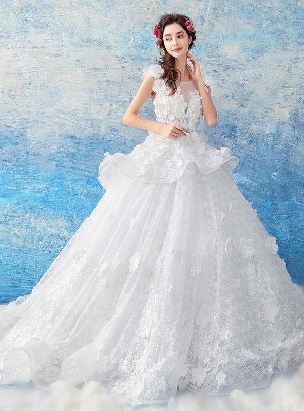 In Stock:Ship in 48 hours White Long Sleeve Backless Wedding Dress