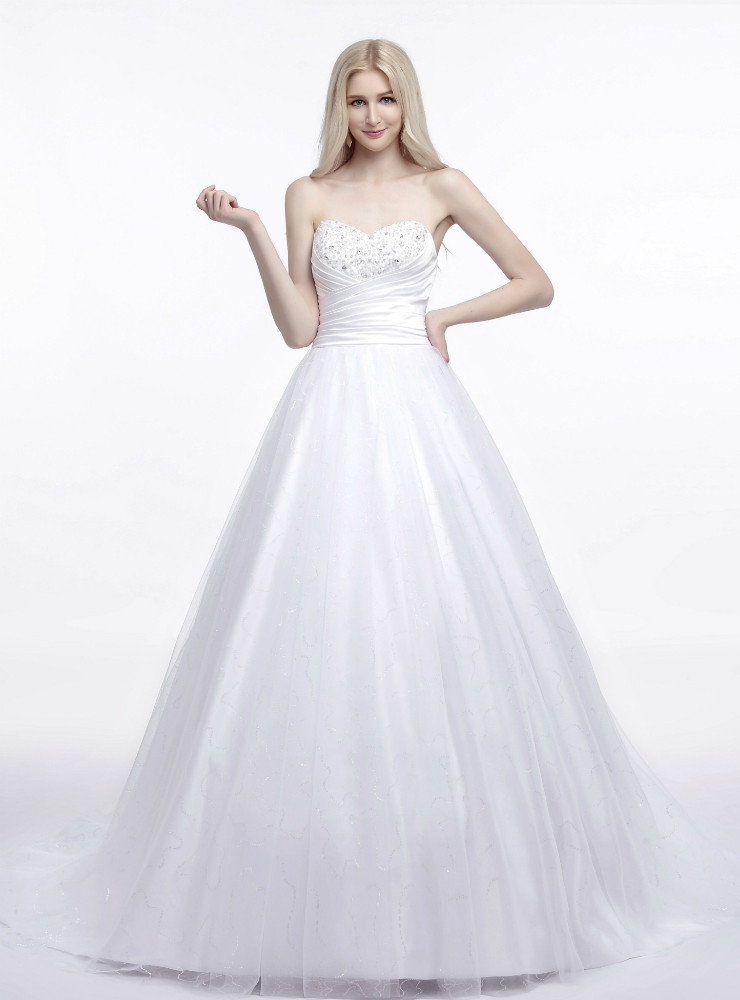 Minimalist Tulle Bridal Dresses Sweetheart Neck Wedding Dresses