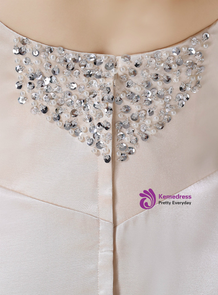 Sequins Corset Spaghetti Straps Mermaid Dress Champagne