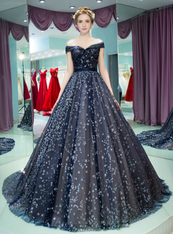 Pippa Navy Square Neck Ball Gown Size 8 main image 0