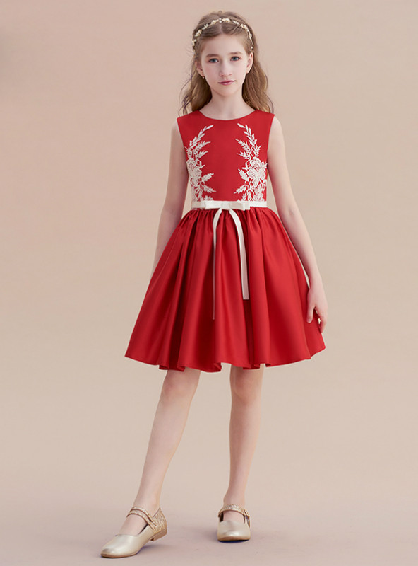 Girls Floral Printed Cotton A-Line Dress with Contrast Panel & Bow