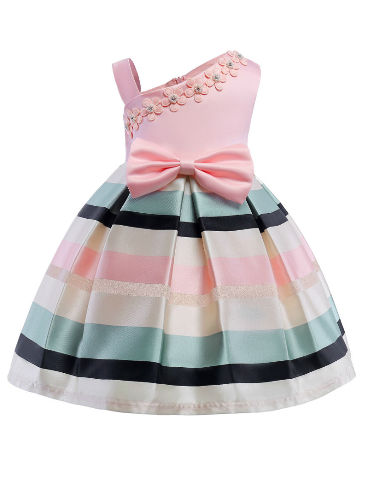 Beautiful A-Line One Shoulder Flower Girl Dress with Lace & Sequins Sash main image 0