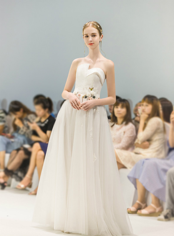 Lace Applique Tulle Dress, Black Glitter Wedding Dress, 3D Flowers Long Evening Dress Y1625 main image 1