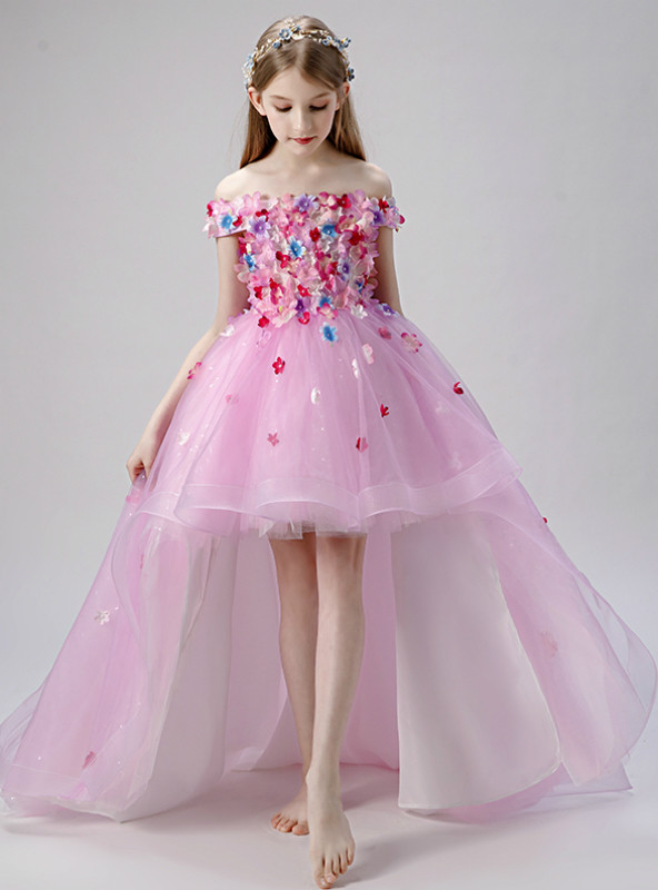 Cute Off-the-shoulder Pleated Girl's Dress White