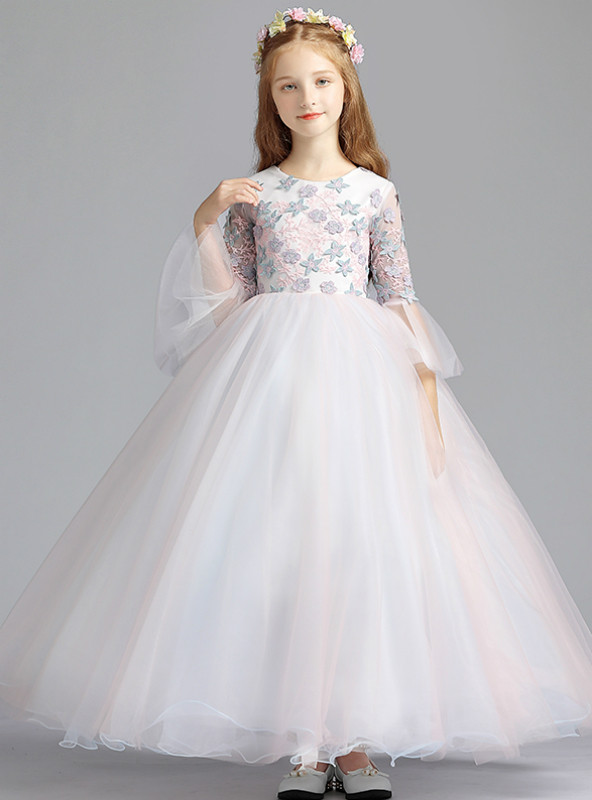 Blue Floral Flare Dress Tulle Layered main image 1