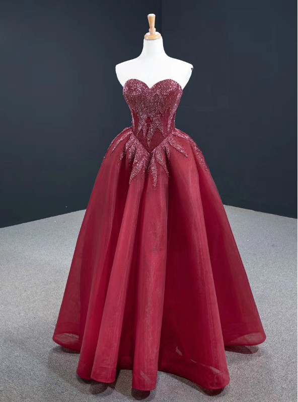 Sexy Sweetheart Tulle A-line Long Prom Dress With Front Slit Online, OL289 main image 0