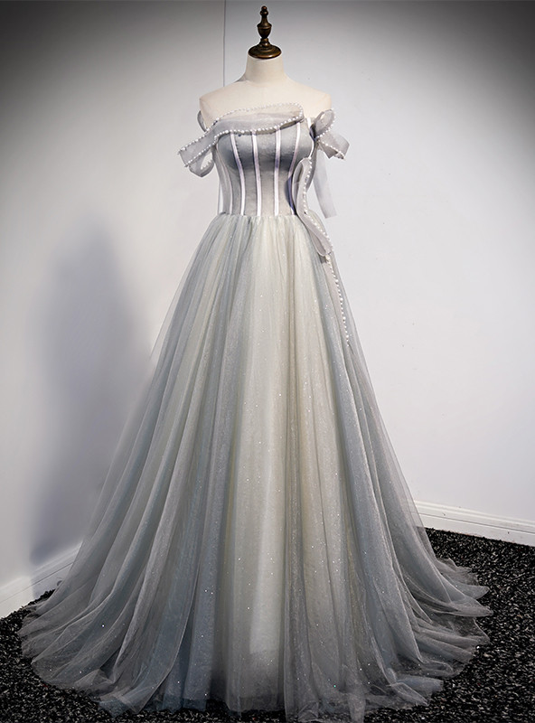 Gorgeous Grey Long Sleeves Jewel Mermaid Stretch Satin Prom Dress with Appliques