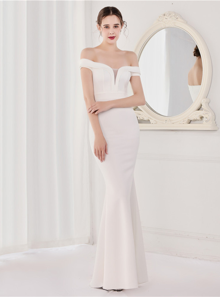 Chic White Lace Sheath Mermaid Party Dress Evening Dress cc1756