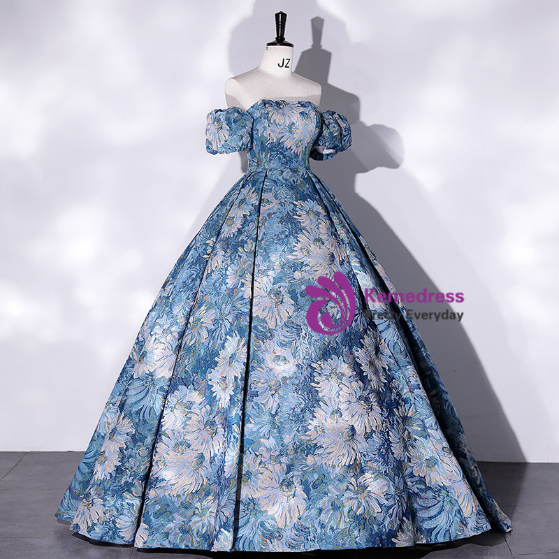Brown Print Strapless Quinceanera Dress Detachable Sleeve main image 0