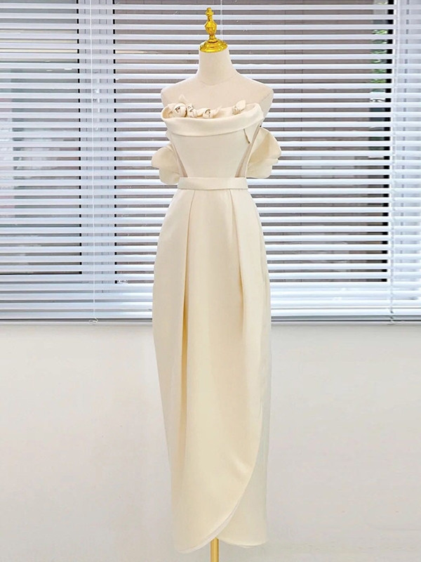 Pretty Wedding Dress Ball Gown Strapless Ivory Satin Wedding Dresses Bridal Gowns DP1570 main image 0
