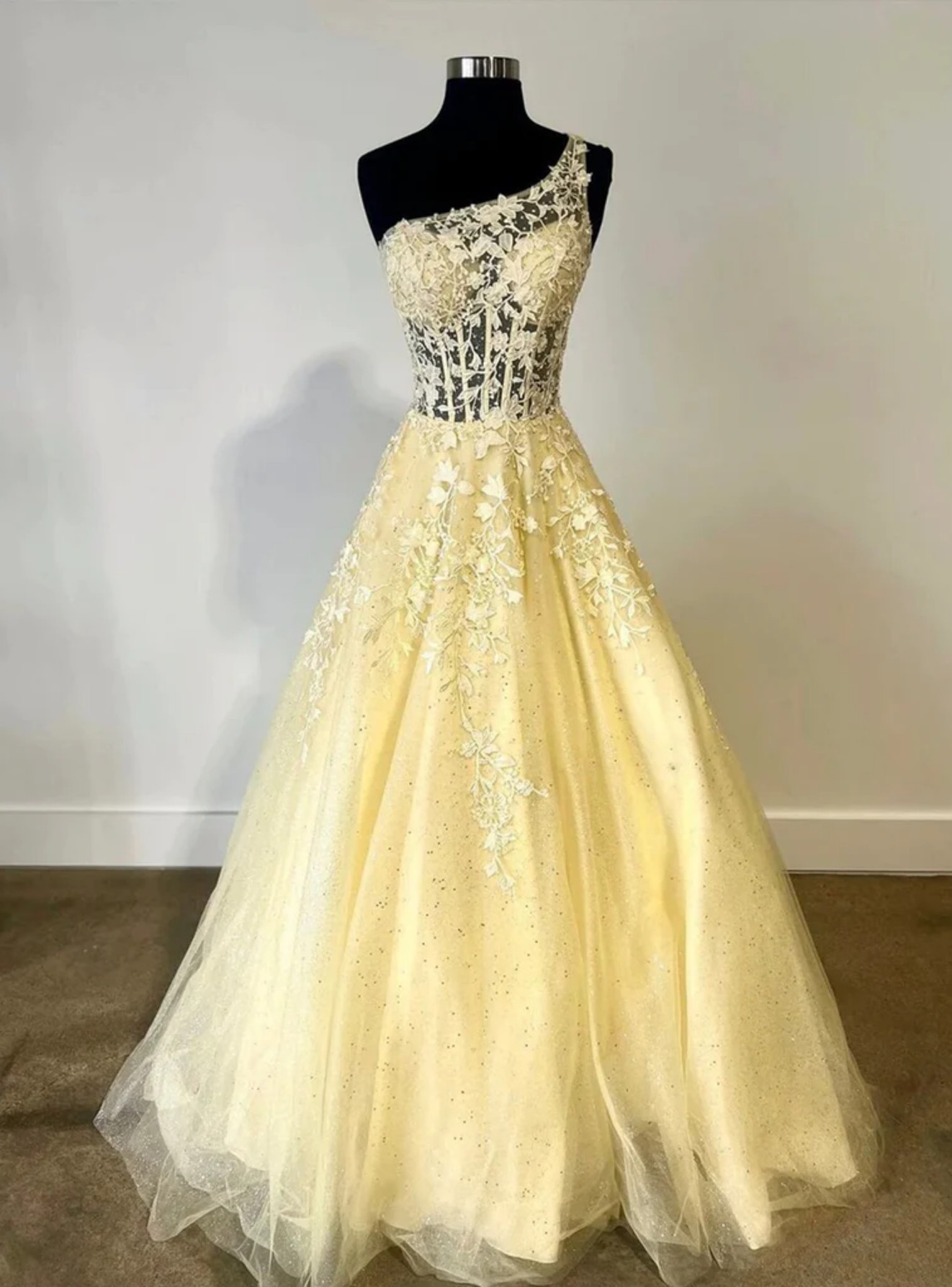 Black Prom Dress, Sparkly One Shoulder Split Evening Dress UQP0029 main image 1