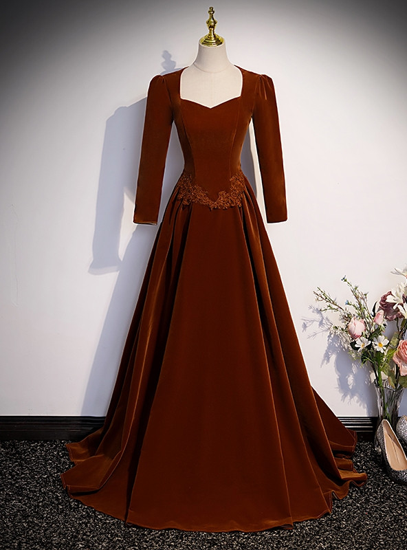 Moss Green Velvet Charmeuse Ankle Length Crafted Prom Dress