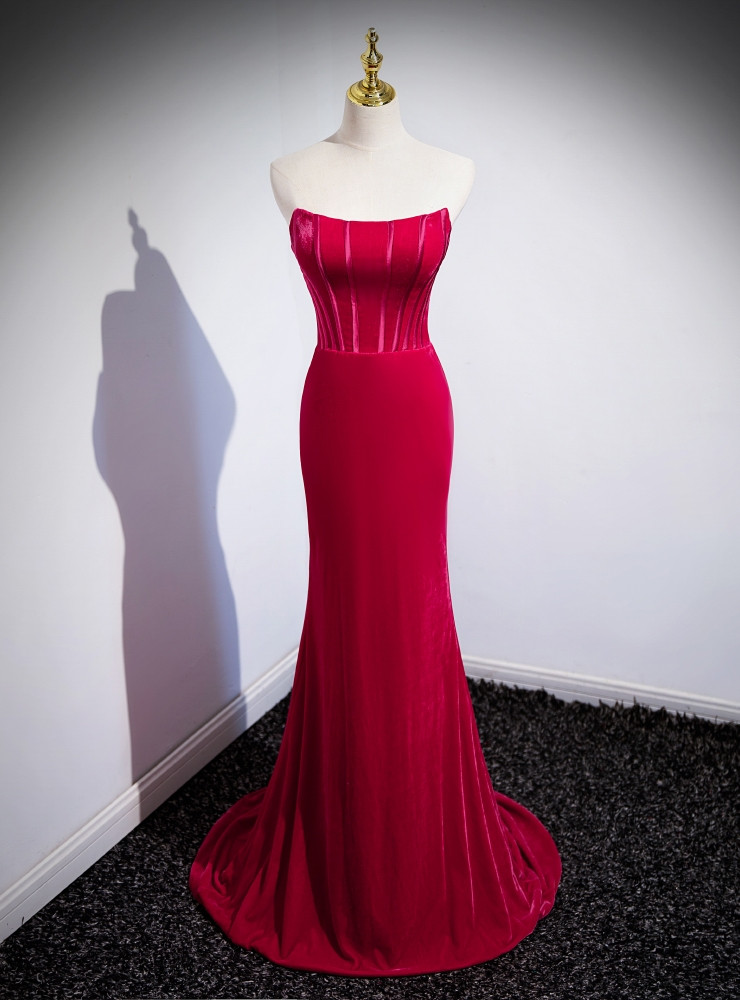 Mermaid Black Strapless Velvet Long Military Ball Dresses with Sleeves