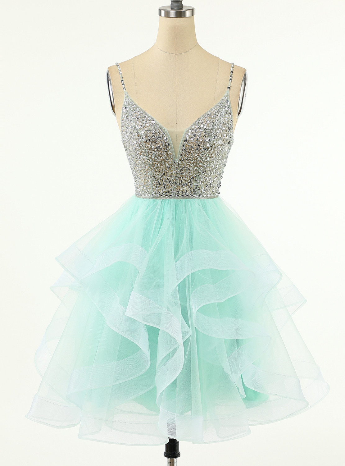 Spaghetti Straps Black Sexy Tulle Lace A Line Graduation Homecoming Dress Cocktail Dress Y9750 main image 0
