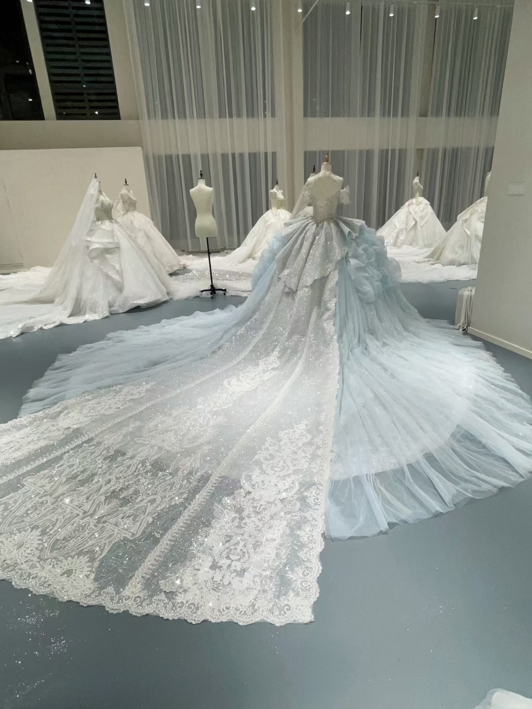 Beaded Flowers Off Shoulder Ball Gown Tulle Wedding Dress main image 1