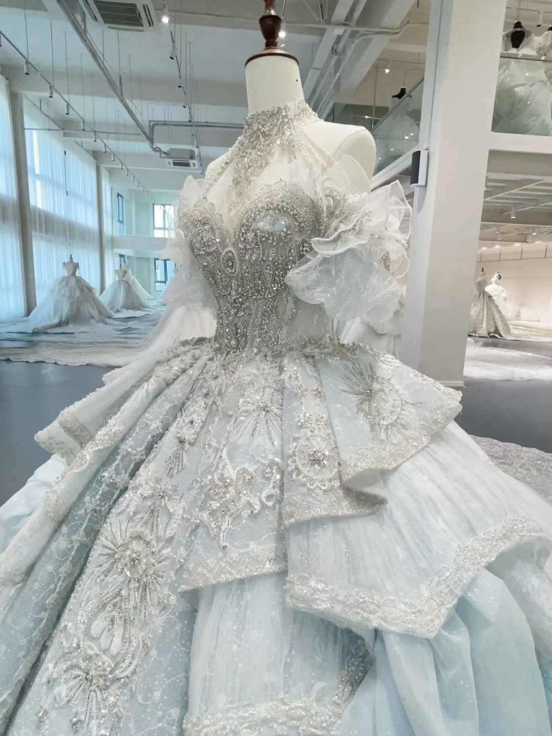 Off Shoulder Tulle Ball Gown Wedding Dress Floral Flowers Beaded main image 0