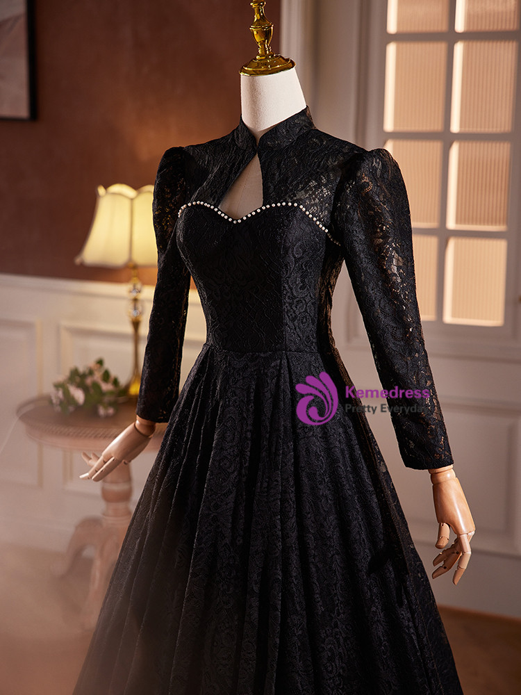 New Arrival Black Beaded Backless Strapless Slit Long Prom Dress main image 0