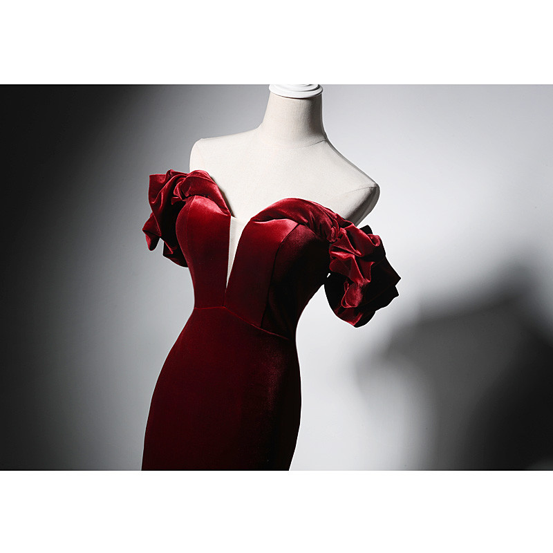Sexy Burgundy Mermaid Satin Long Prom Dress Evening Dress cc5509 main image 0