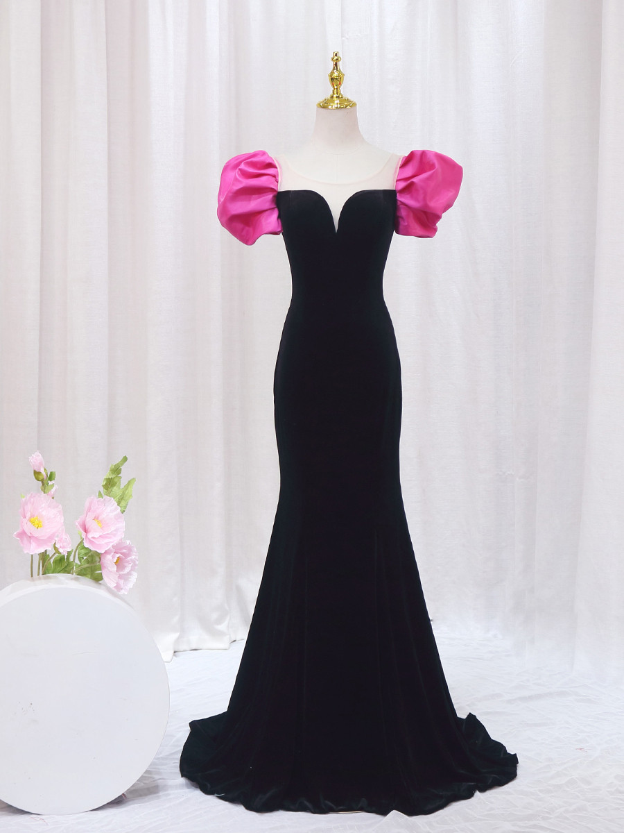 Black Low Back Sequins Mermaid Sexy Prom Dress