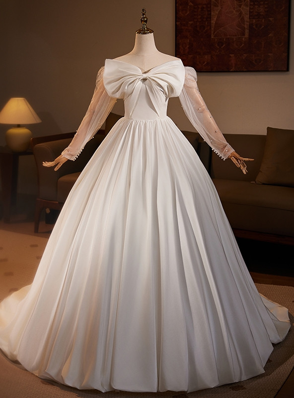 Satin Wedding Dresses Bows