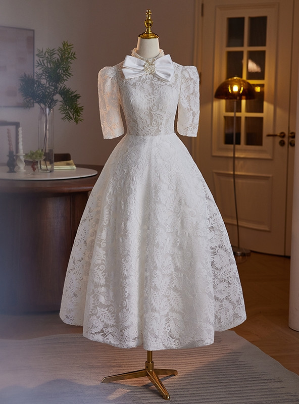 White Satin Peak Lapel Double Breasted Short Blazer Wedding Dress