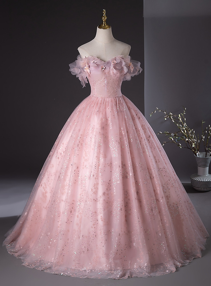 Off Shoulder Sleeveless Beaded Sequins 3D Flower Appliques Purple Quinceanera Dress WQ1333 main image 0