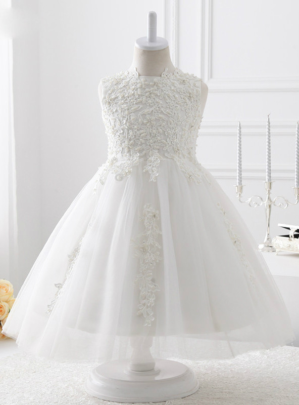 2017 Style White Lace With Beading Flower Girl Dress — free download