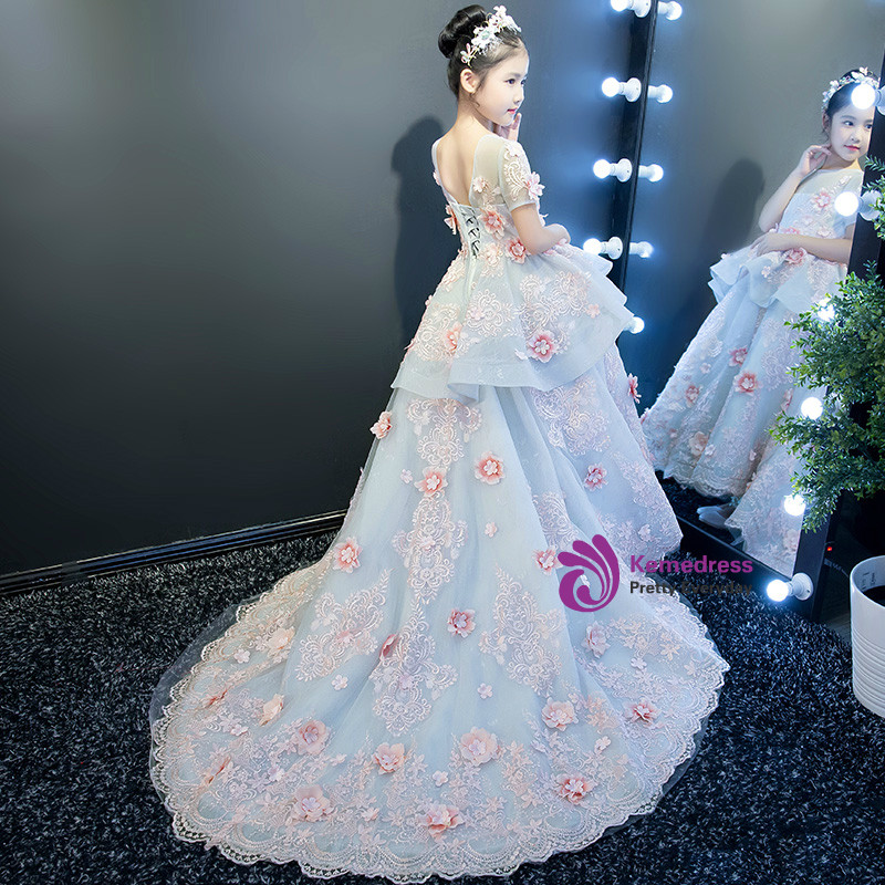 Ball Gown Scoop Flower Girl Dresses With Applique