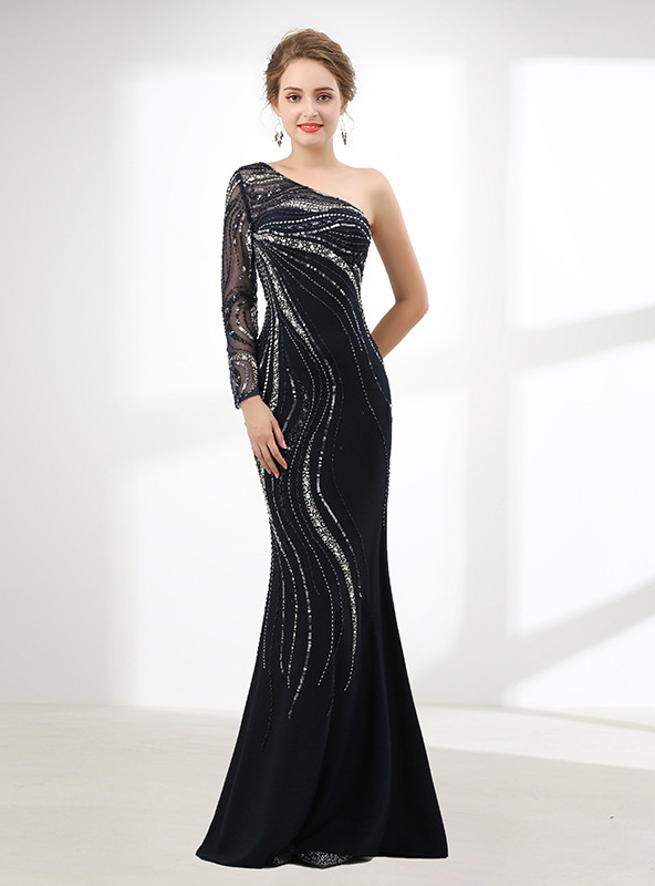 Green Satin Strapless Sequins Beading Prom Dress