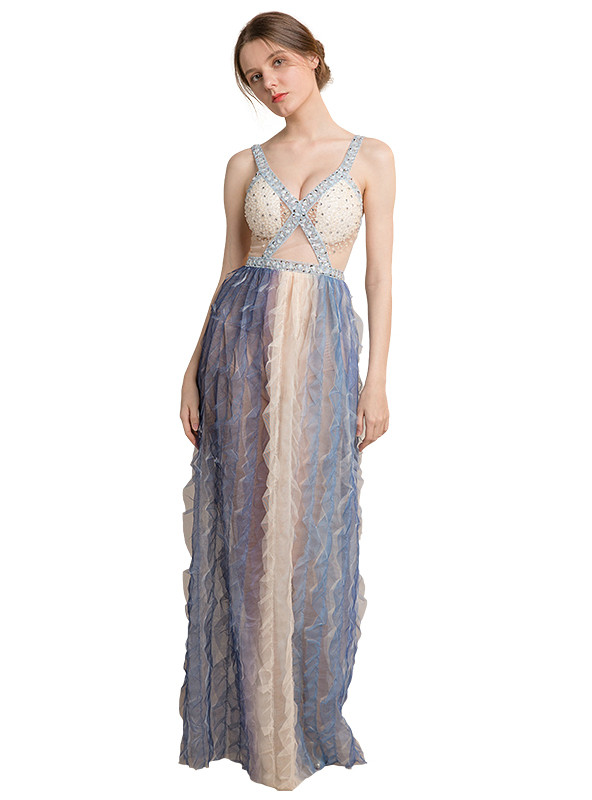 Spaghetti Straps Sky Blue Sequins Mini Homecoming Dress